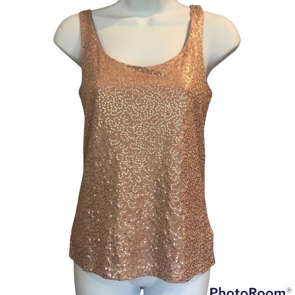 Talbots sparkly nude sequin sleeveless tank top size XS petite - Picture 1 of 5